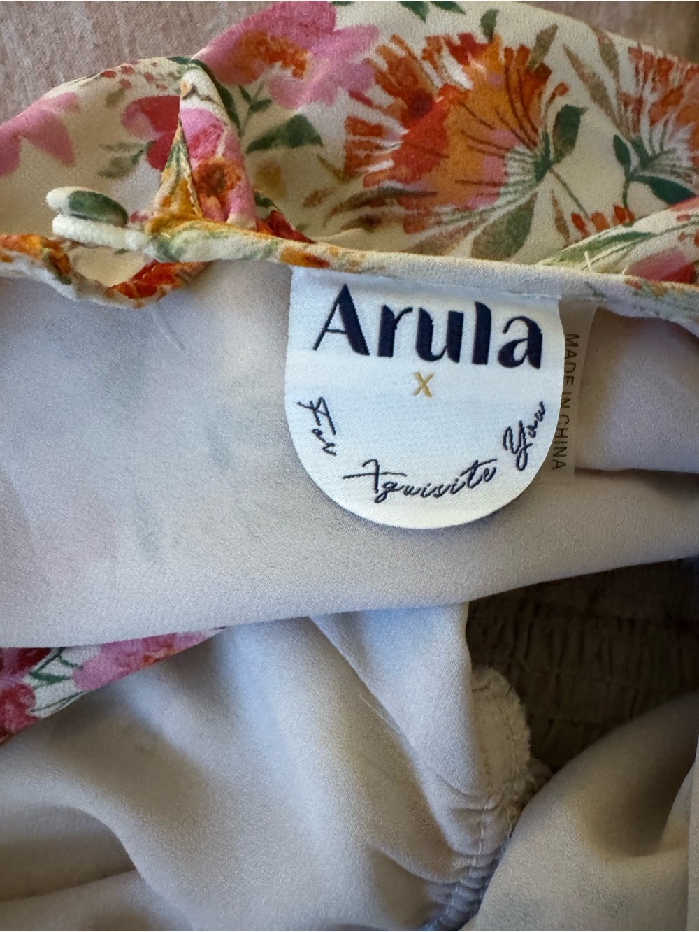 ARULA Cream Dress with Pink & Orange Floral Print - Picture 4 of 4